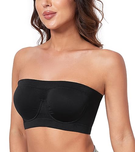 Image of HACI Women's Non Padded Strapless Bra Underwire Bandeau Seamless Multiway Supportive Tube Top