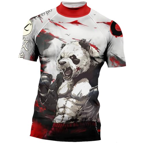 Red Plume 3D Mens Compression Mock Turtleneck Short Sleeves High Neck Athletic Tops Football Pullover Active Sports T Shirt
