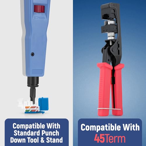 Image of Everest 45 Degree RJ45 Cat6 Keystone Jacks Slim Profile 50-Pack Blue | Compatible with 45 Angled Speed Termination Tool - 45Term (B0BL3GS7ZY)