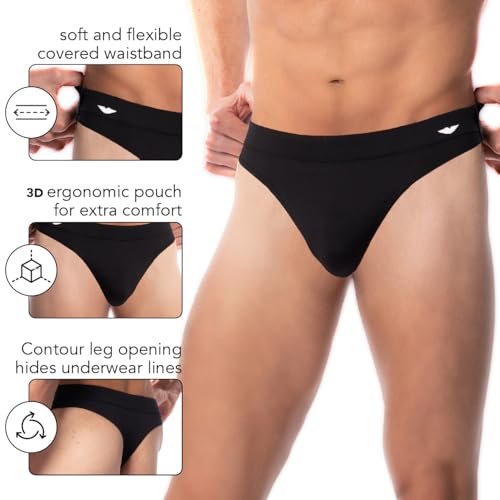 AMERICAN HEAVEN Men's 6 Pack Thong Underwear | T-Back Micro Fiber Stretch Workout Active Bikini Thongs2