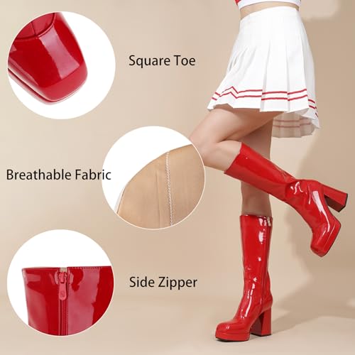 LanreyTaley Women Fashion Boots Platform Knee High Chunky Block High Heel Boots Zipper Cosplay Boots2