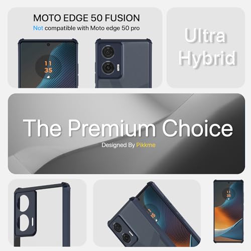 Image of Pikkme Motorola Moto Edge 50 Fusion 5G / Motorola Moto G96 5G Back Cover | Crystal Clear Transparent Back | Ultra Hyrbid | Full Camera Protection | Raised Edge | Bumper Back Case (Blue)