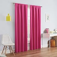 ECLIPSE Kendall Modern Blackout Thermal Rod Pocket Window Curtain for Bedroom or Living Room (1 Panel), 42\" x 84\", Raspberry