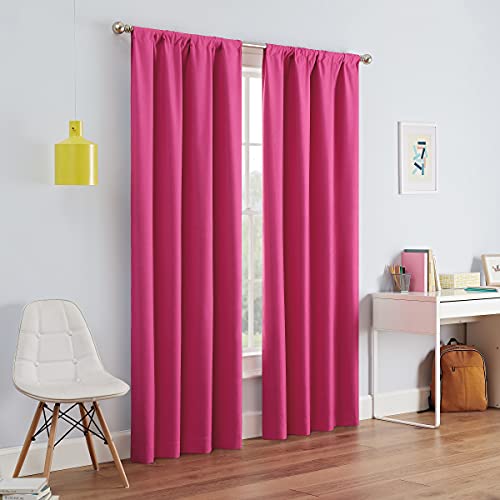 ECLIPSE Kendall Modern Blackout Thermal Rod Pocket Window Curtain for Bedroom or Living Room (1 Panel), 42 X 63, Raspberry by Eclipse - Used condition - US$13.71