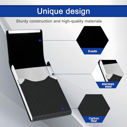 Business Card Holder, Stainless Steel Business Card Case for Men or Women, Pocket Business Card Holder with Magnetic Closure, Card Case with Weaving Pattern, PU Leather,Black4