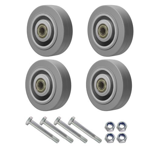 NINOSO 3.5'' Caster Wheels, 3/8'' Bore Axle Non-Marking Rubber Wheels for Cart Furniture, Set of 4 Industrial Wheel with 1000lbs Capacity (4 Wheel)