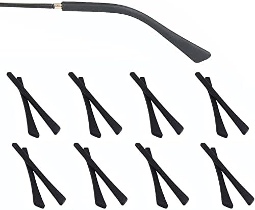 OPUGIT Eyeglass Replacement Temples, Silicone Eyeglass End Tips Ear Sock Pieces Tube Sleeve for Thin Metal Eyeglass Legs, 8 Pairs