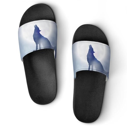 Claquettes Femme Loup de la Lune : Finis les Pieds Glissants avec ces Pantoufles de Bain