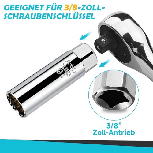Zündkerzenschlüssel 16mm 14mm Magnetisch Zündkerzen Nuss set, 3/8, 12-Kant, Extra Dünnwandige Zündkerzen Schlüssel Werkzeuge für Autos, Motorräder