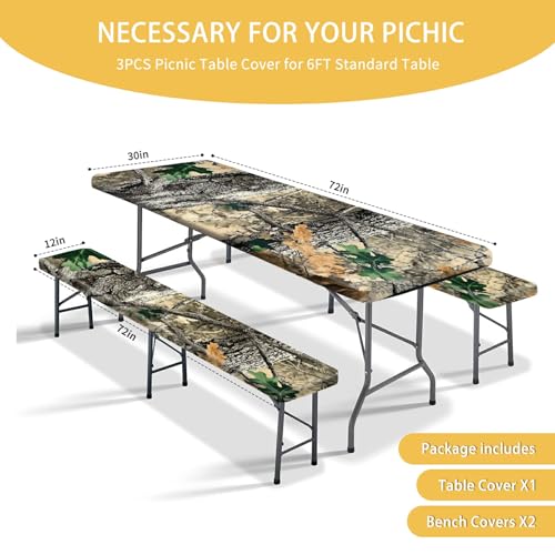 YEYE JUICE Picnic Table Cover with Bench Covers 72IN 6FT, Camping Essentials Tablecloth Waterproof Oilproof with elastic Edge for Indoor Outdoor Patio (Camouflage) by YEYE JUICE - Image 2