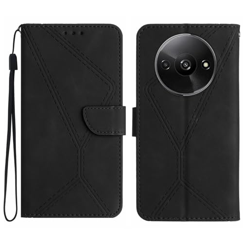 Rfvzubemok Compatible with Xiaomi 12S Ultra 5G Case,Compatible with Xiaomi 12S Ultra 5G Kickstand Flip Card Slot Magnetic Closure Phone Cover Black