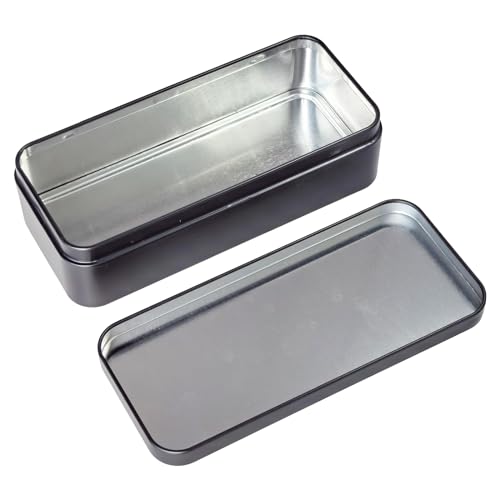 Image of 7 Pieces Rectangular Metal Empty Tins Containers, Black | Basic Necessities, Home Storage Organizer, Mini Box Set, 5.9 x 2.75 x 1.57 inches