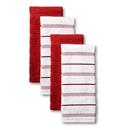 KitchenAid Albany Küchentuch-Set, Rot/Weiß, 40,6 x 66 cm, 4 Stück