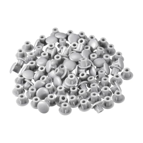 Image of uxcell Screw Hole Plugs, 5mm(3 /16 inch) Dia PP Snap in Shelf Button Flush Type Caps for Furniture Cabinet Cupboard, Gray 180 Pcs