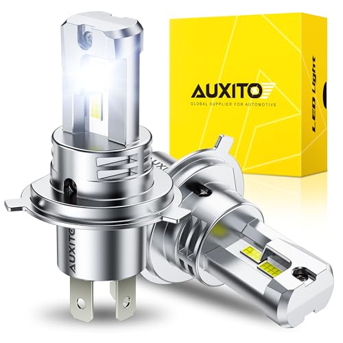 AUXITO Bombilla H4 LED,900% Más Brillantes, Blanco Frío 6500K, Iluminación 360°, Conectar y Usar, Compatible con CANBUS, Sin Interferencias de Radio,Tamaño 1:1, Vida Útil 50,000 Horas,Pack de 2