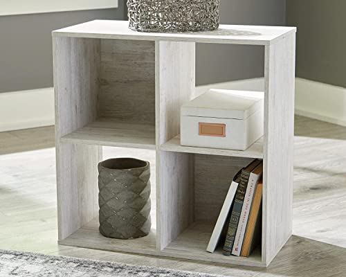 Signature Design By Ashley Paxberry Coastal 4 Cube Storage Organizer Or Bookcase, Whitewash #TOP1