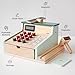 PairPear Wooden Toy Cash Register,Kids Pretend Play Money Counting Toys with Scanner and Credit Card,Toddler Cashier Toy Grocery Play Food Accessory for Pre-School Gift Boys Girls 3+