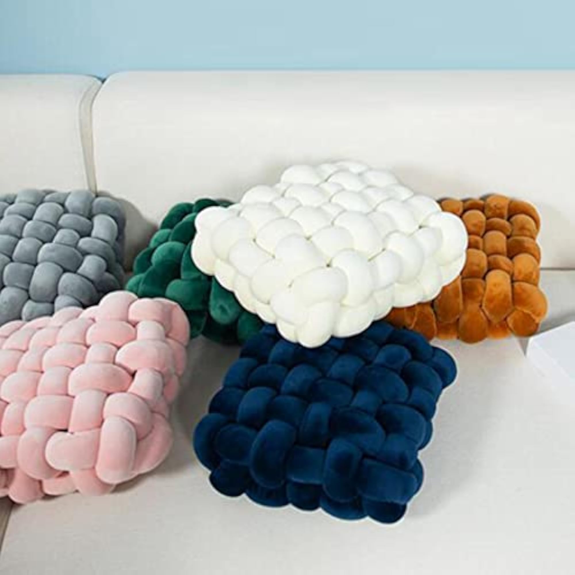 Knot Pillow for Desktop, Soft Decorative Throw Cushion Light Gray