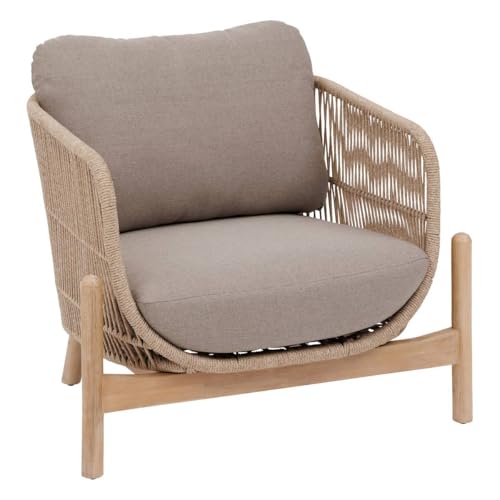 Hespéride - Fauteuil de Salon Jardin deona - Taupe et Acacia Coussins Déperlants Déhoussables...