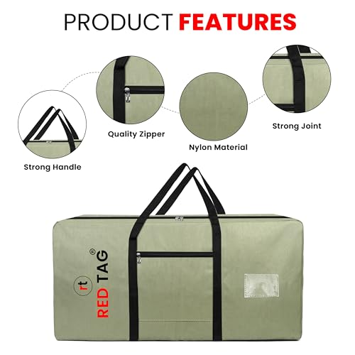 Image of Storite Extra Large Moisture Proof 236 L Heavy Duty 1680 Denier Nylon Multi-Purpose Toys Storage Bag /Stationery Paper /Blankets /Clothes Storage Bag (Olive Green, 113x39x56 cm)