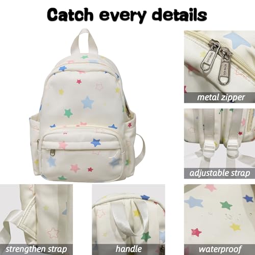 Teclado Kawaii Backpack with Cute Accessories Small Nylon Casual Bookbags with Pendants Lightweight Travel Daypacks (Dark Blue)4