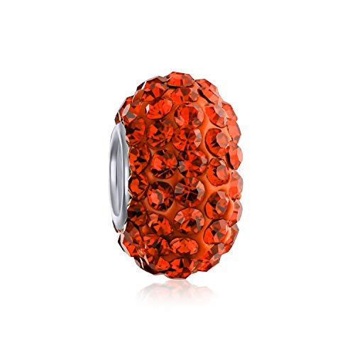 Bling Jewelry Solid Bright Orange Spacer Bead Core .925 Sterling Silver Fits European Charm Bracelet For Women For Teen