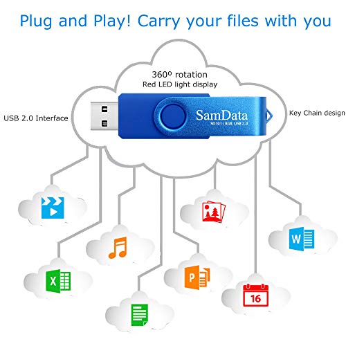 Image of 8GB USB Flash Drives 2 Pack 8GB Thumb Drives Memory Stick Jump Drive with LED Light for Storage and Backup (2 Colors: Black Blue)