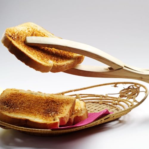 Foto von HOFMEISTER® Holzzange für Gurken, Antipasti und Salat – Holz-Schere mit Rillen für sicheres Greifen, hitzebeständig, Handarbeit – Buche, 28 cm (1 Stück)