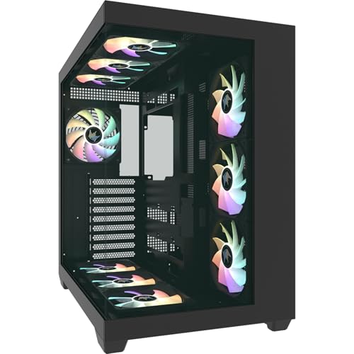 Image of GALAX HOF ALLSYNQ Dual-Chamber ATX Mid-Tower Computer Case /Gaming Cabinet with 270 View preinstall 7 ARGB Fans | Support E-ATX, ATX, M-ATX, Mini-ITX -PC CASE Black