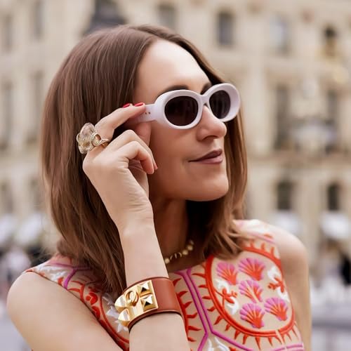 Oval Sunglasses Womens Men Fashion Trendy Sun glasses Retro Shades Star style4