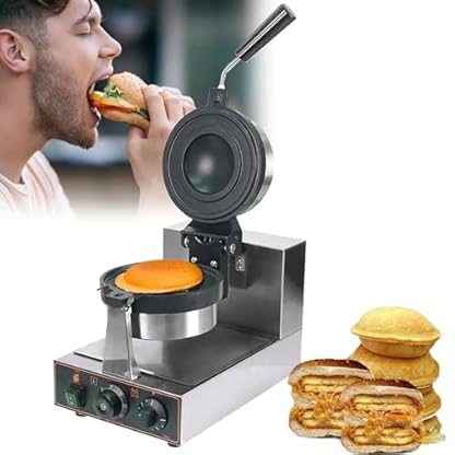Elektrisches Burger-Waffeleisen, Temperaturregelung 50–300 °c, Doppelseitige Heizung, 5-Minuten-Timer, Bubble-Ei-Waffeleisen, Antihaftbeschichtetes Elektrisches Burger-Waffeleisen,Singlehead