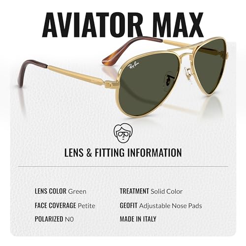 Image of Ray-Ban RB3925 AVIATOR MAX Pilot Shaped Sunglasses for Men & Women with Official RAYBAN Eyewear Kit - Classic Timeless Design