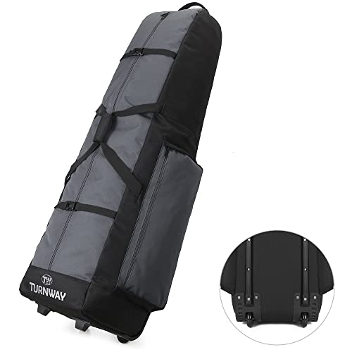 Turnway Foldable Padded Golf Travel Bag, Heavy Duty 900D Polyester Golf Club Bag Waterproof Golf Carry Bag Cart Bag With Wheels, Soft-Sided Spacial Size For Golf Gear Transportation (Gray) #TOP2