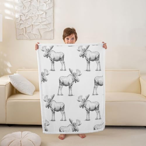 Image of Feelyou Moose Fleece Wild Animal Theme Sherpa Blanket 30 inchx40 inch