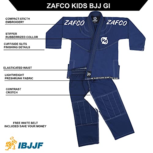Zafco Sports Brazilian Jiu Jitsu, Kids Jiu Jitsu Gi Children BJJ Gi Grappling Kimonos Leve Cinto Bra