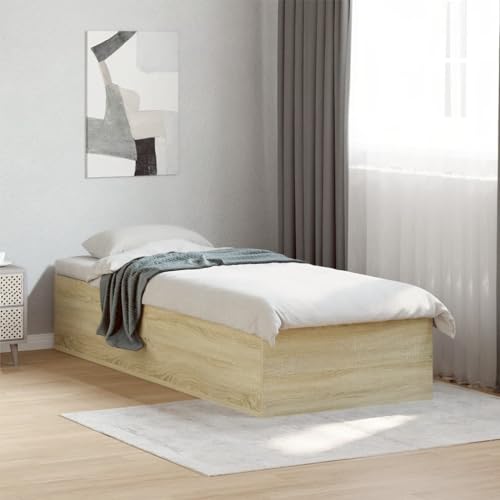 vidaXL Bettgestell ohne Matratze Sonoma-Eiche 75x190 cm Holzwerkstoff
