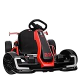 KerryYoo K61 Go Kart Electric Drift Kart with Length Adjustable Seat, 24V Outdoor Ride on Toy with 4 Speed Mode, Crazy Cart for Kids 6-12 Years Old, Fast 300W Motor, 8.5 MPH, Bluetooth - Bright Red