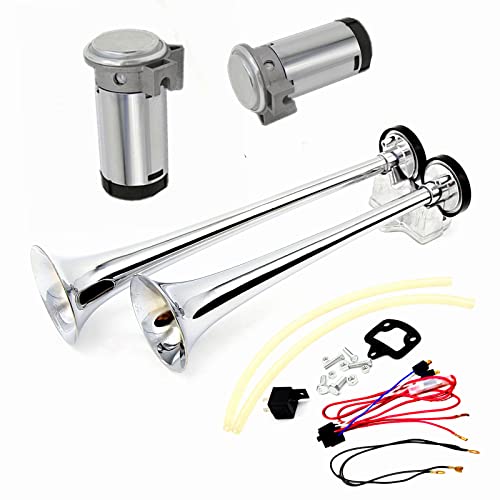 Bocina de coche 24V con doble tubo de cromo zinc y potente tono alto y bajo para camión