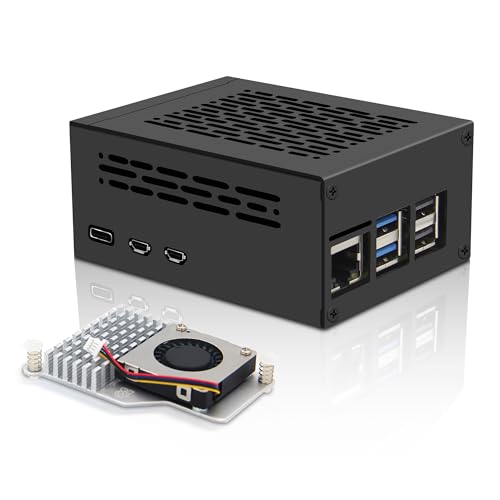 Geekworm Raspberry Pi 5 Case with Active Cooler, Support Top PCIe to M.2 NVMe Adapter X1001 / X1004 / X1003 / X1012 / X1015 / X1000 / M901 / M300 (P579 H500)
