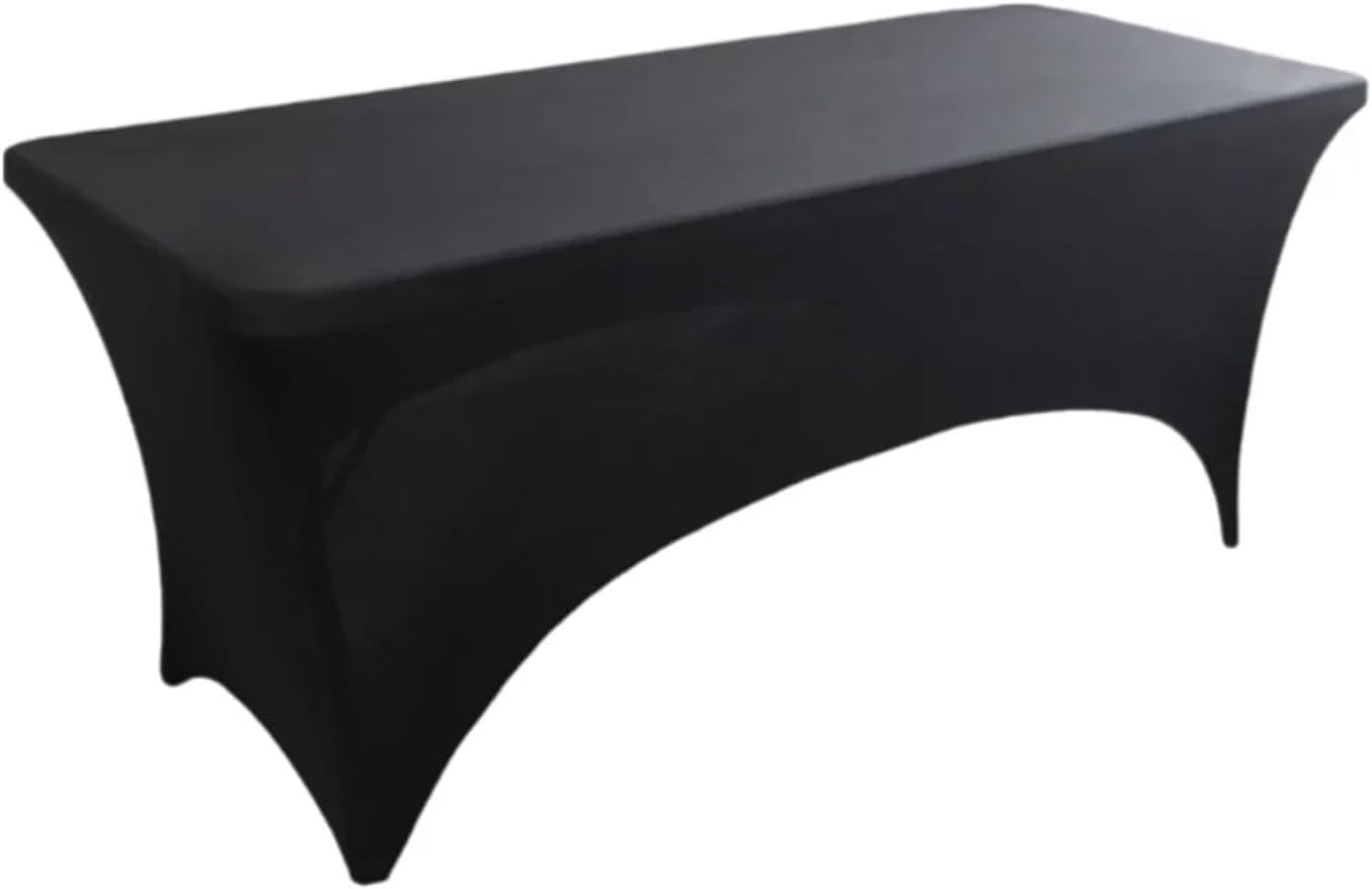 Stretch Rectangle Tablecloth 4/6/8FT High Stretch Tablecloth Washable Universal Rectangular Cloth Elastic Bed Cover Hotel Banquet(Black,4FT)