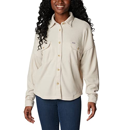 Columbia Women's Holly Hideaway Waffle Shirt Jacket, Dark Stone, XX-Large