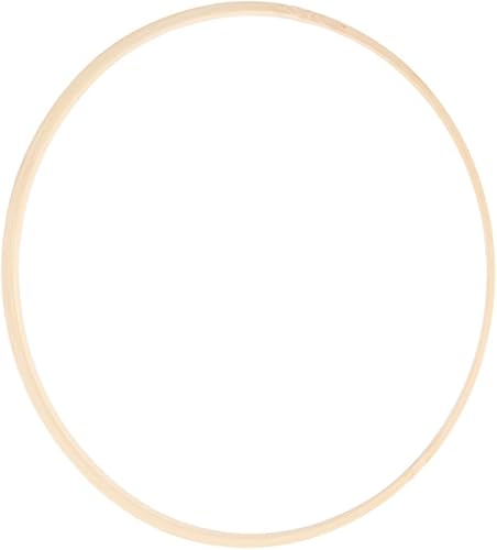 EXCEART Material decorativo Anillo de bambú Anillo de madera Decoración de baloncesto Decoración de Metal Trim Corona Círculo redondo Floral Corona