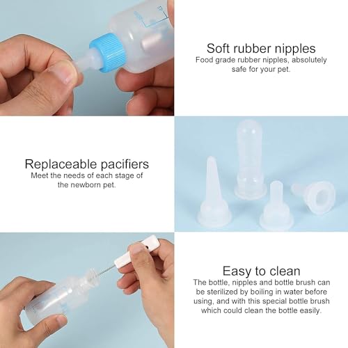 Image of Pets Empire 120ml Portable Feeding Bottle for Pet, Silicone Transparent Nipple lk Bottle for Newborn Kittens Puppies (Color May Vary)