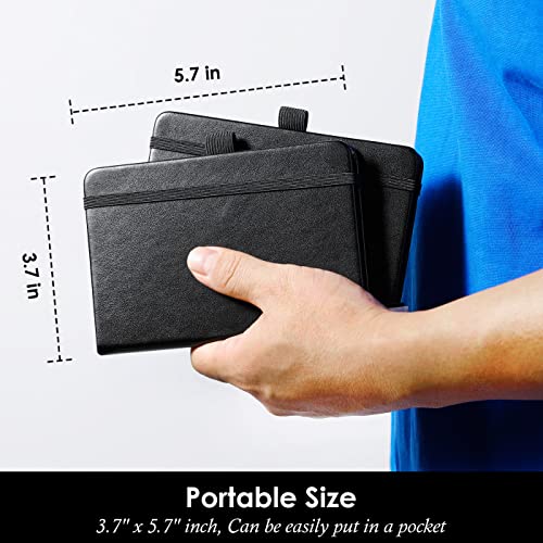 NIRMIRO (3 Pack) Pocket Notebook Journal, Hardcover Small Mini Notebooks with Pens for Work, 3.7" x 5.7" A6 Notebook College Ruled with 100Gsm Premium Thick Lined Paper, Black Leather