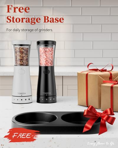 Electric Salt and Pepper Grinder Set with Storage Base Stainless Steel Rechargeable 4 5 - image 9