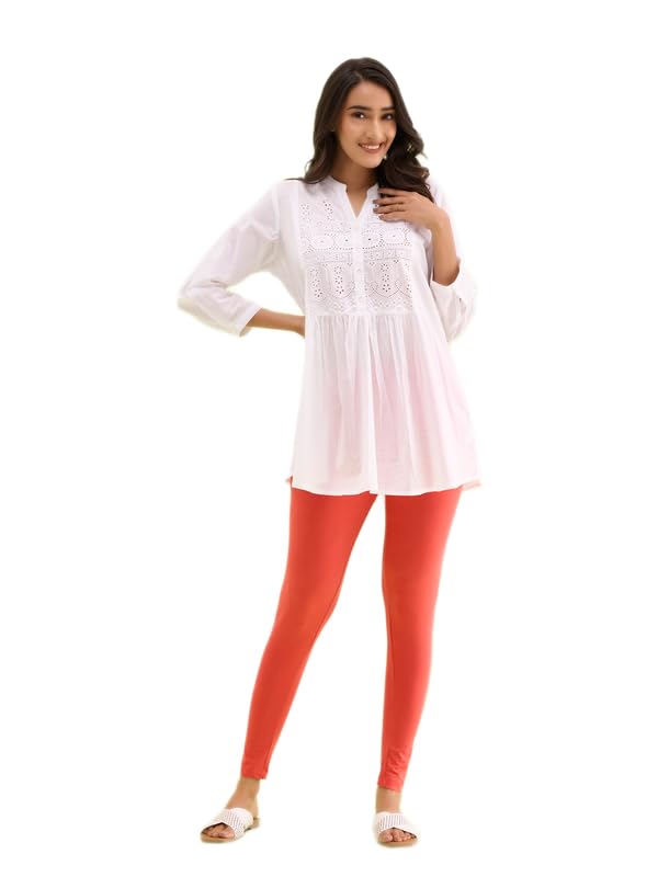 Image of GO COLORS Soft Cotton Stretch Ankle Length Leggings for Women | Breathable