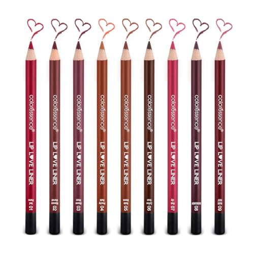 Image of Coloressence Matte Lip Love Liner Pencil Kit, Multicolor, Pack of 9 Shades with FREE Sharpener | Long Lasting | Lightweight | Highly Pigmented | Enriched with Castor Oil & Vitamin E