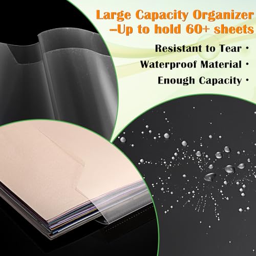 Image of BTSKY 45PCS 12x12 Scrapbook Paper Storage Organizer Top Loading Plastic Paper Storage Clear Craft Organizers and Storage Holder with 160 PCS Sticky Index Tabs for Scrapbook Vinyl Paper Cardstock etc.