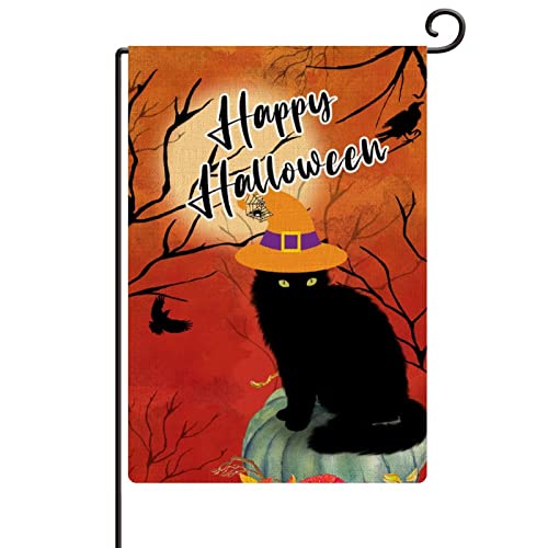 Bandera de jardín de Halloween grande de doble cara para decoración exterior de otoño