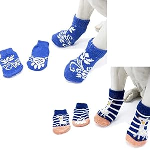 KUTKUT Pack of 8 Pcs Anti-Skid Small Dog/Cat Warm Socks with Rubber Reinforcement | Pet Paw Protectors, Socks with 4 Pieces Adjustable Straps | Socks for Shih Tzu, Pug, Poodle etc.